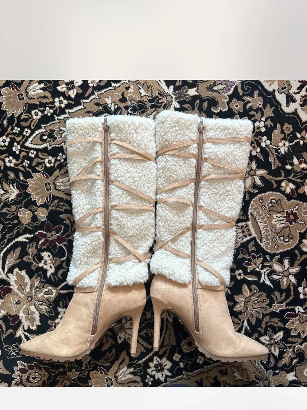 Tan Fur Knee High Boots